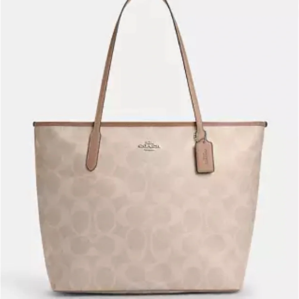 Coach Light Tan Signature Tote & Wallet - Picture 1 of 8